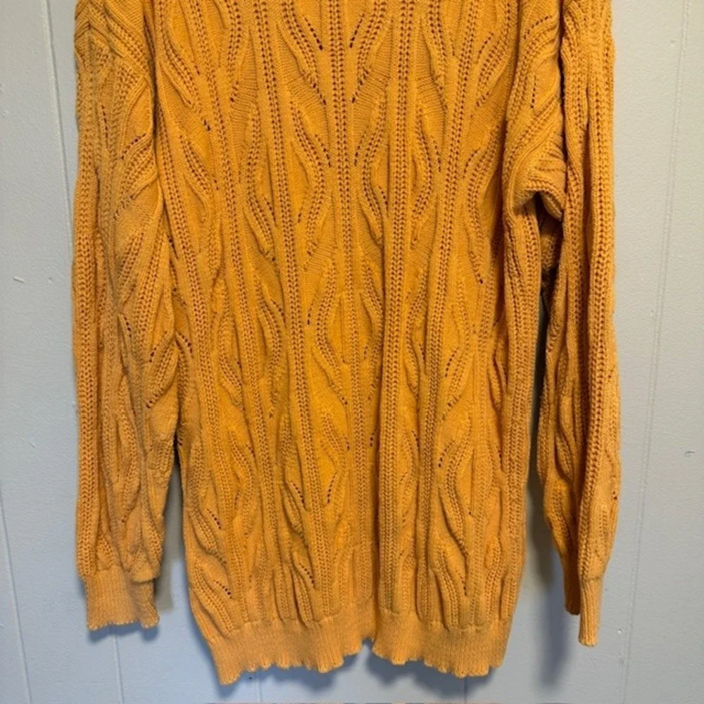 VTG Womens Chunky 90s‎ Cotton Cable Knit Sweater XL Granola Thick Roll Neck - Picture 5 of 14
